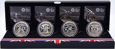 Silver Proof Coin Set London 2012 Olympic 4 Coin £5 Royal Mint BOX COA • £295.95
