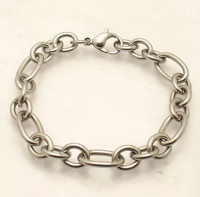 All Shiny Bold Oval Link Charm Bracelet Stainless Steel By Design QVC  FREE SHIP • $38.94