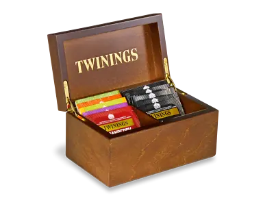 Twinings Luxury Dark Wood And Gold 2 Compartment Wooden Tea Chest Box 24 TeaBags • $49.20