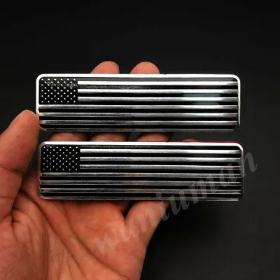 2x Black Aluminum USA American Flag Emblem Badge Decal Sticker Motorcycle Car • £12.90