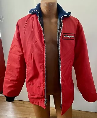 Vintage 70s 80s SNAP-ON Patch Mechanic Gas Station Quilted Red Jacket USA Size L • $36.99