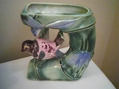 BIRD BAMBOO Vase Planter - Vintage Hand Painted Japan • $6.95