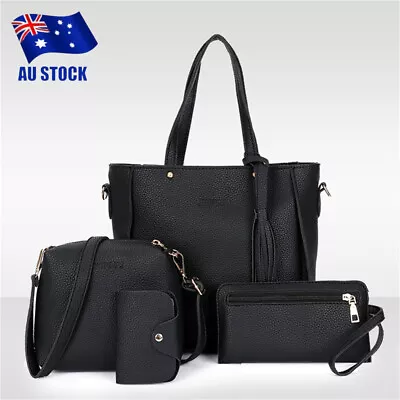 4PCS Women PU Leather Handbag Shoulder Ladies Purse Messenger Satchel Tote Bag • $19.36