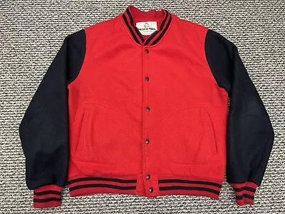 Vintage Pacific Trail Jacket Men’s L Red Sportswear 80s Fleece Bomber Snap Sport • $16.46