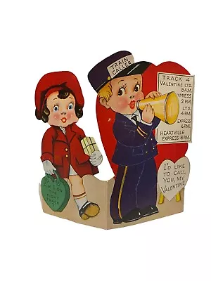 Vintage Valentine Train Conductor Passenger Right Track Stand Up AmeriCard • $8.49