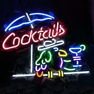 Cocktails Parrot Martini Umbrella Bar Open 17 X14  Neon Light Sign Lamp Beer Pub • $99.99