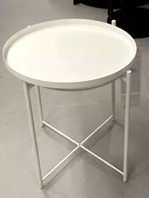 IKEA GLADOM Side Table W/Removable Tray Top White Steel 17 1/2 X 20 5/8  - NEW • $63.99