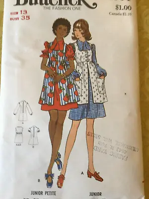 Vintage Butterick Dress And Smock  Pattern Size 13 Juniors • $7.99