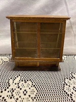 Dollhouse Miniature Wood   Store Display Case Cabinet With Sliding Doors • $18