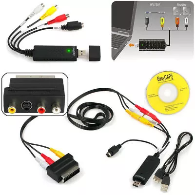 Usb 2.0 Vhs Tape To Pc Dvd Converter Video & Audio Capture Card/adapter+scart Uk • £9.99