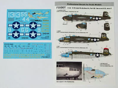 Foxbot 72-042 - 1/72 Decals B-25G/J Mitchell Pin-Up Nose Art And Stencils Part 8 • $25.99