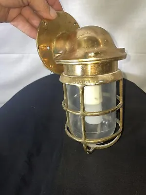 Vintage Nautical Ship Marine Solid Brass Wall Bulkhead Explosion ￼Light Fixture • $165