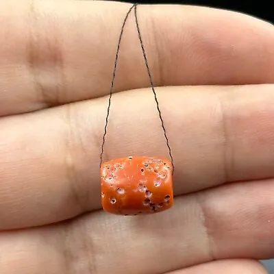 Beautiful Ancient Tibetan Authentic Orange Coral Unique Shape Bead • $127.50