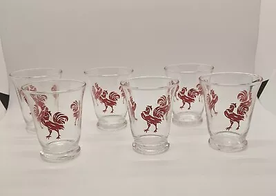  Vintage Red Rooster Juice Double Shot Glasses 1950s Vintage Barware Set Of 6 • $29.99