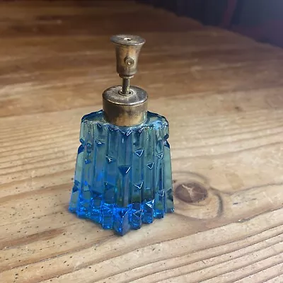 Vintage Blue Bamboo Glass Perfume Mister Bottle Empty • $9.99