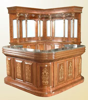 6 Ft. Beechwood Cocktail Bar With Marble Top - Wine Bar - Bar 129COR • $8990