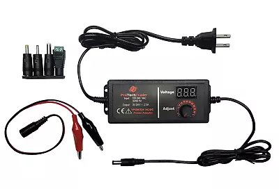 3V-24V AC/DC Adjustable Universal Adapter + 4 Tips & Female Alligator Test Leads • $16.89