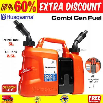 Portable Combi Can Fuel Can Chainsaw Fuel  Chain Oil Refuel Carrier No Spill • $123.12