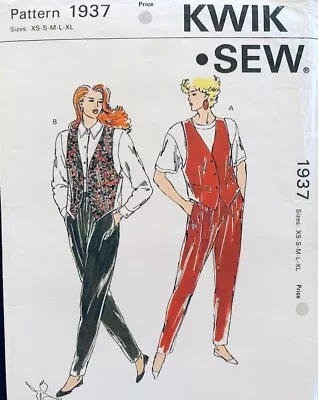 Kwik Sew Pattern 1937 | Vest & Loose Fit Pants | Misses XS - XL | UNCUT • $14.70