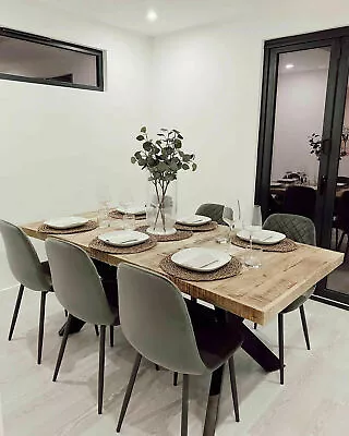 £508.03 • Buy Dining Table 180x90 Cm Solid Mango Wood Industrial Style Kitchen Dinner Table 