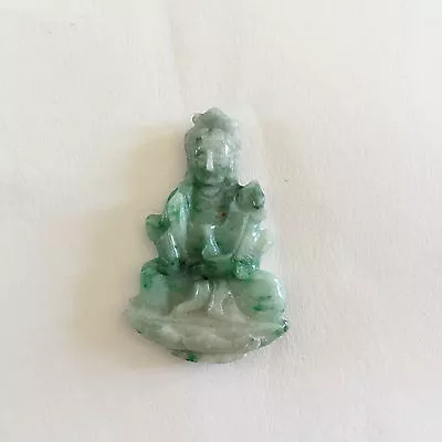 Lady Quan/Kwan Yin Buddha Natural Green Jade (pendant) - JJ24 With Lotus Flower • $198