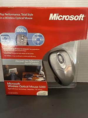 Microsoft Wireless Optic Mouse 5000 - Metallic Black Original Box CD Manual • $20.99