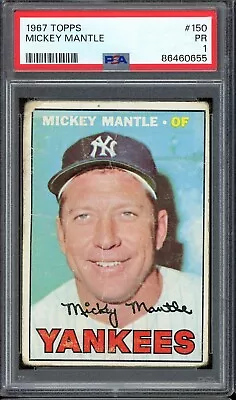 1967 Topps Baseball #150 Mickey Mantle PSA 1 • $130