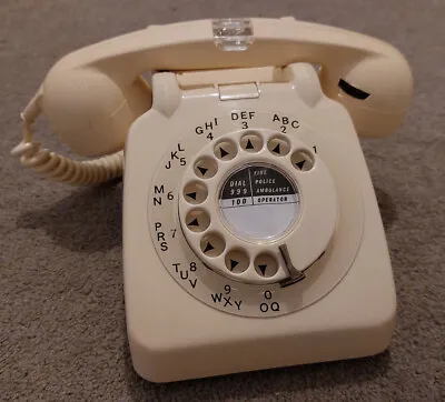 Rare Vintage GPO 706  Rotary Dial Telephone In Ivory With Neon Handset Indicator • £34.99