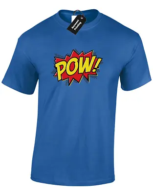 £7.99 • Buy Pow Mens T-shirt Retro Bat Comic Book Design Man Funny Superhero Top (col)