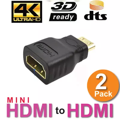 2 X Mini HDMI Male To Standard HDMI Female Adapter Gold Plated HDTV 4K 1080p 3D • $3.71