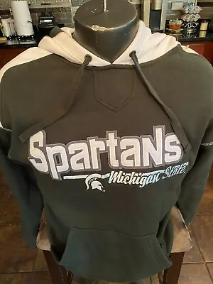 VINTAGE Michigan State Spartans Sweatshirt Mens S Green White Hoodie • $24.99