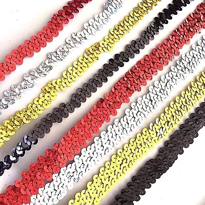 1 Row 2 Row Stretch Elastic Laser Sequin Trim Lace Braid Ribbon Dance Costume 1M • $7.99