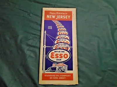 Vintage 1936 Esso Road Map  Happy Motoring  In New Jersey D-13 • $6.50