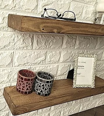 Rustic Chunky Solid Wooden Shelf No Brackets  Shelves Various Sizes Handmade UK • £49.99