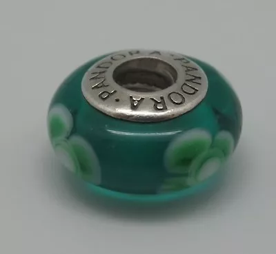 $28 • Buy Authentic Pandora Charm Murano  Green Teal Flowers For You   790649 Silver 