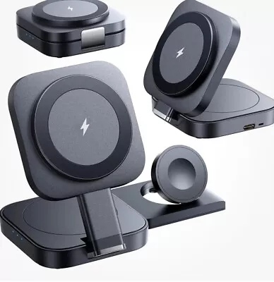 LISEN 3 In 1 Wireless Charging Station For IPhone Foldable Magsafe Charger Stand • £24.99