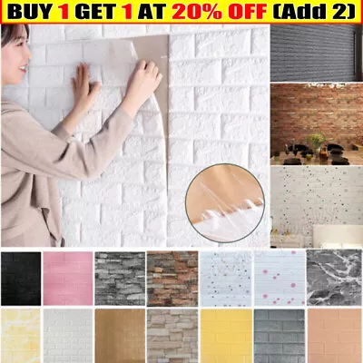 90PCS 3D Tile Brick Wall Sticker Large Self-Adhesive Waterproof Soft Foam Panel • £5.35