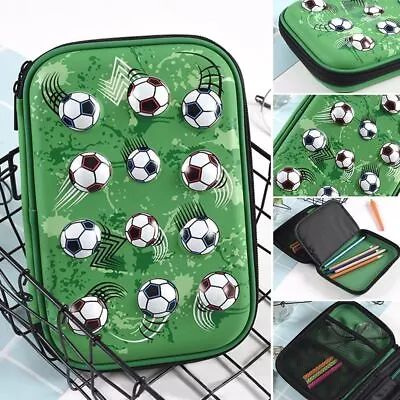 Football Multi-function Pencil Case Pen Bags Storage Case Stationery Box • £11.32