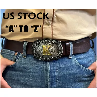 Initial Letter A To Z Western Cowboy Rodeo Belt Buckle USA Seller Free Shipping • $9.88