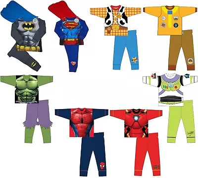 Kids Novelty Boys Pyjamas Batman Hulk Superman Spiderman Superhero PJs Nightwear • £6.99