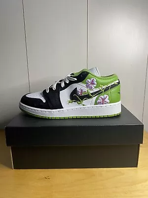 Nike Air Jordan 1 Low SE GS Floral Vines Size 5Y GS Black Green DQ8389 100 • $160