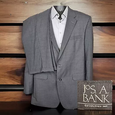 Joseph A Bank 2 Piece Suit Mens 46XL 40X37 Gray Wool Single Vented • $100