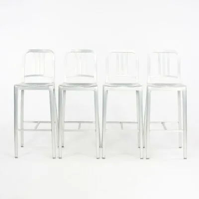 2010s Emeco Navy Bar Height Stool In Brushed Aluminum Model 1006 10+ Available • $550