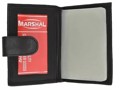 Marshal Leather Plastic Inserts Book Credit Card ID Holder Snap Wallet Black • $10.99