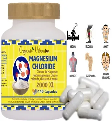 Magnesium Citrate 140 Capsules Chelated 2000 Mg High Potency Magnesio • $13.60