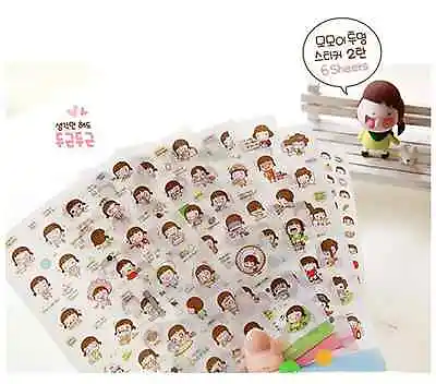 #01 Cute Momoi Girl Cartoon Pvc Stickers Notebook Diary Decoration 6 Sheets  • $3.29