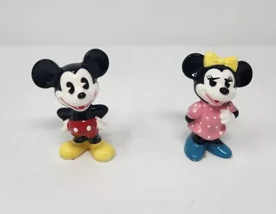 Vintage Disney Mickey & Minnie Mouse Pie Eyed Porcelain Ceramic Figure Japan • $14