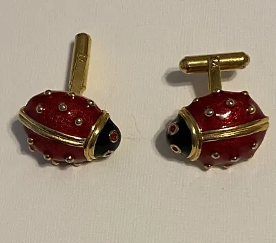 Vintage Ladybug Cufflinks Enamel Gold Tone • $72.75