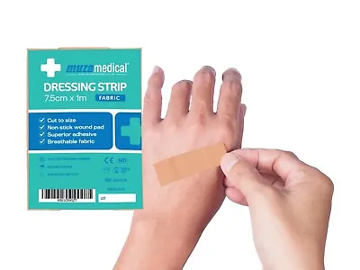 Plaster Long Roll Dressing Strip Fabric First Aid Wound 7.5cm X 1m - Cut To Size • £3.99