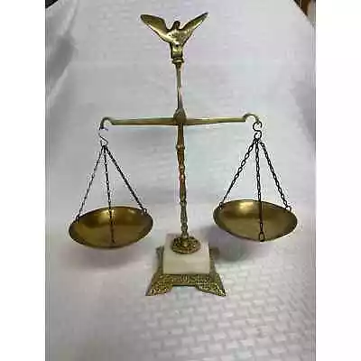 Vintage Brass Eagle Scale With Marble Base • $45
